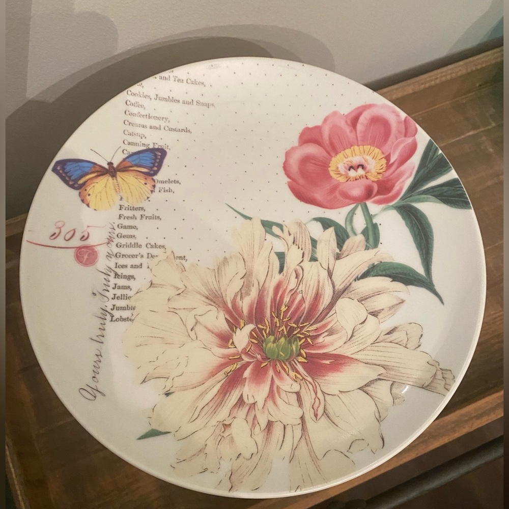 Fringe Studio Dessert Plates, Butterfly and Flowers, 4 plates